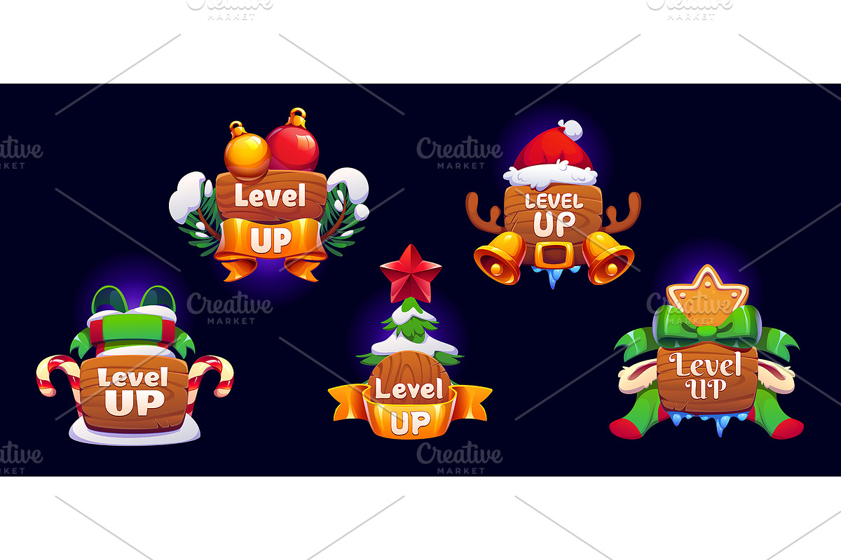 Christmas level up rank, badges, a Seasonal Illustration by Seavector Studio (Photo 2 of 3)