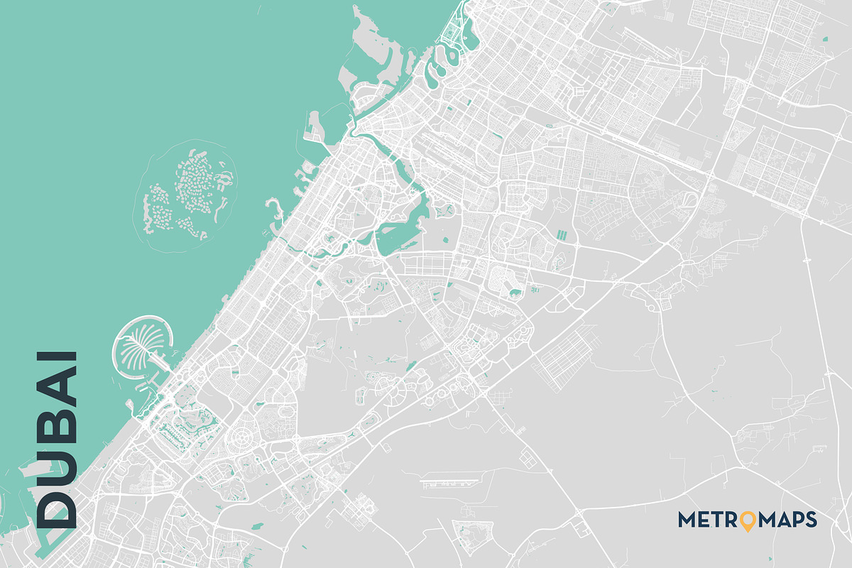 MAP SET - Pale / Turquoise - 15 Maps, a Graphic by MetroMaps (Photo 5 of 16)