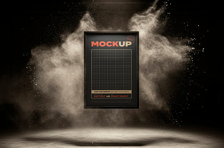Floating Poster Mockups with Dust, a Mockup by Luuqas Design