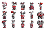 Valentine Rabbit Clipart, an Illustration by DreamArtGraphic (Thumbnail 4 of 4)