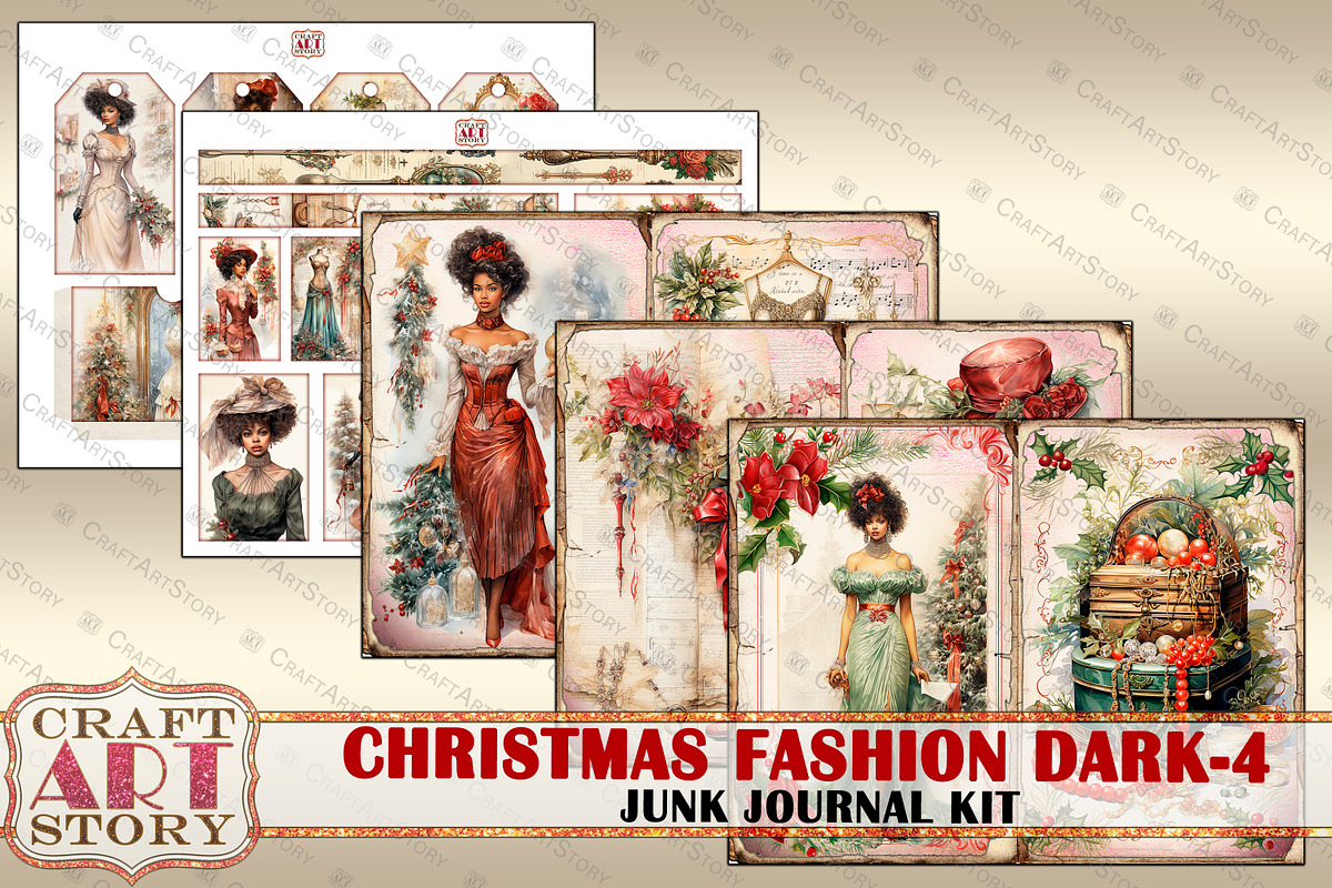 Vintage Christmas Fashion dark-4, a Person Illustration by CraftArtStory (Photo 6 of 7)