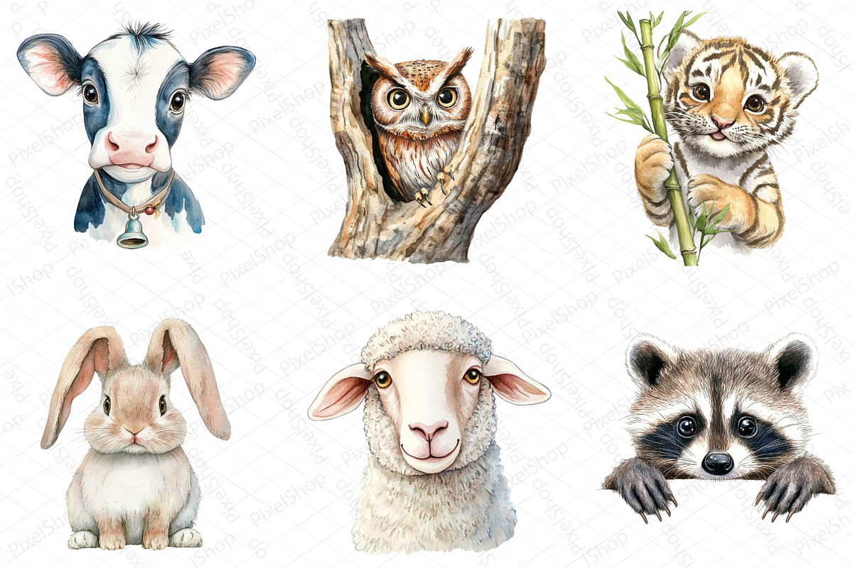 Animal Peeking Around Corner Clipart, an Illustration by DreamPrint404 (Photo 5 of 5)