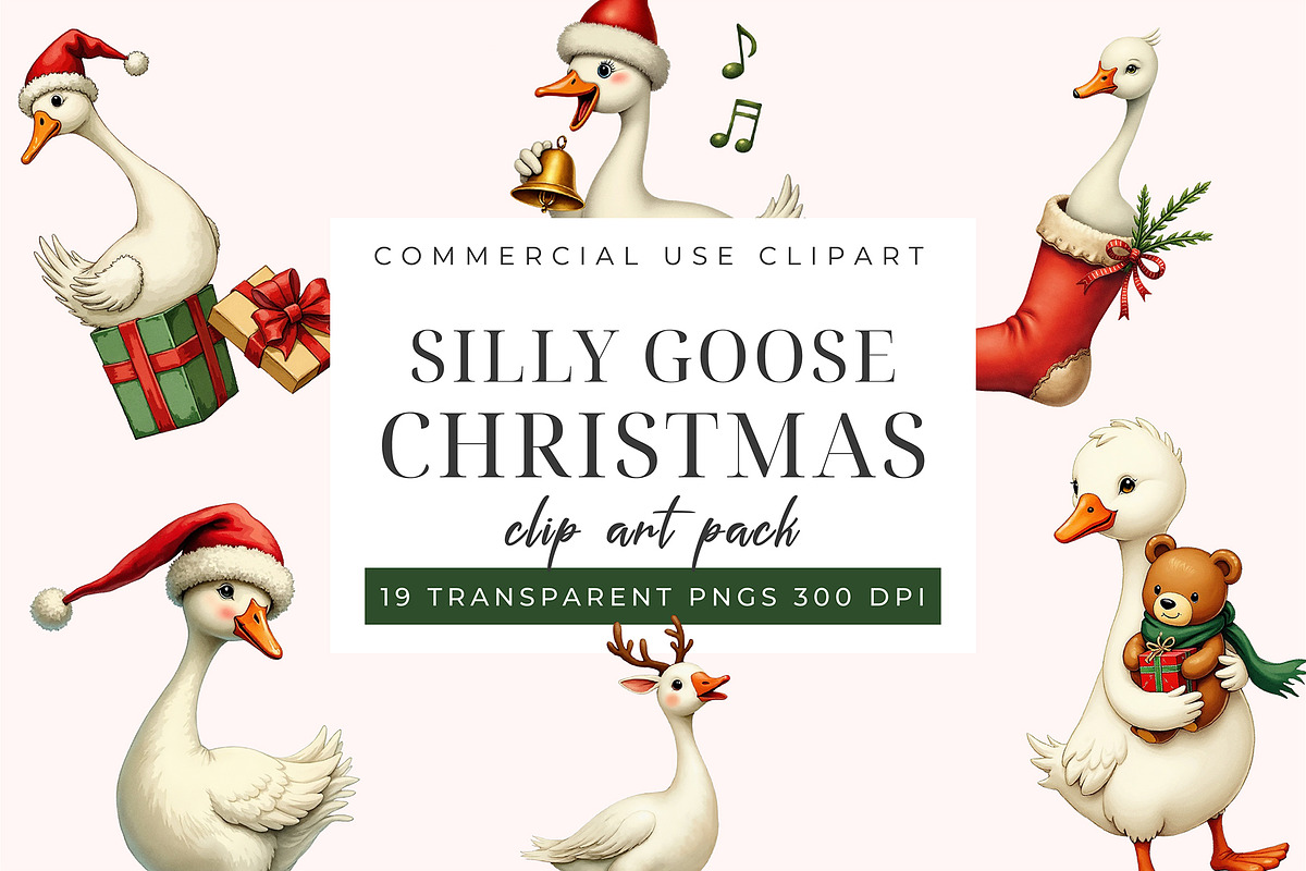 Silly Goose Christmas Clipart PNG, an Object Graphic by Printable Pretty Studio (Photo 2 of 5)