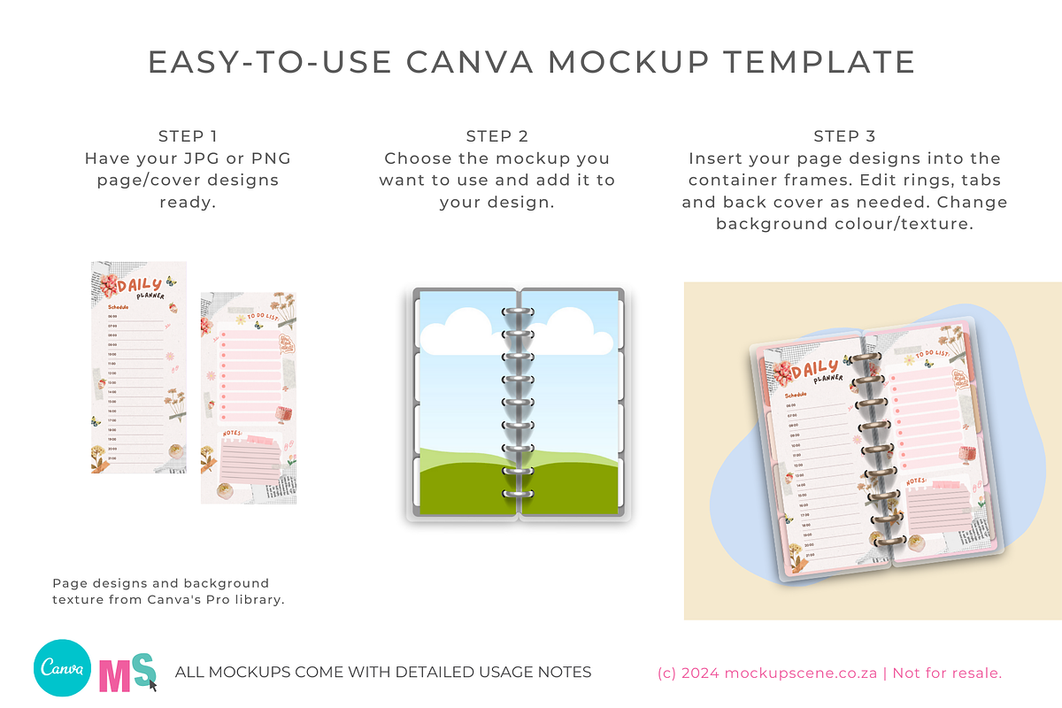 Skinny Happy Planner Canva Mockup, a Books & Magazine Mockup by Mockup Scene (Photo 4 of 14)