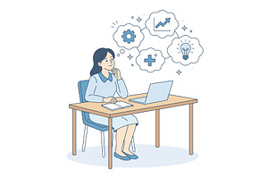 Female entrepreneur brainstorming, a Person Illustration by Artsaba Family