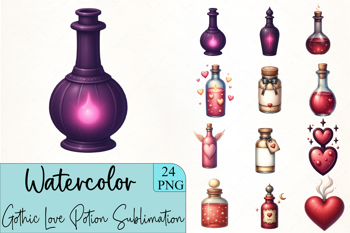 Gothic Love Potion Sublimation Clipa, an Illustration by CrexoraLab (Photo 1 of 5)