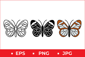 Stylized Butterfly Vector Icon Set, a Solid Icon by Artonix