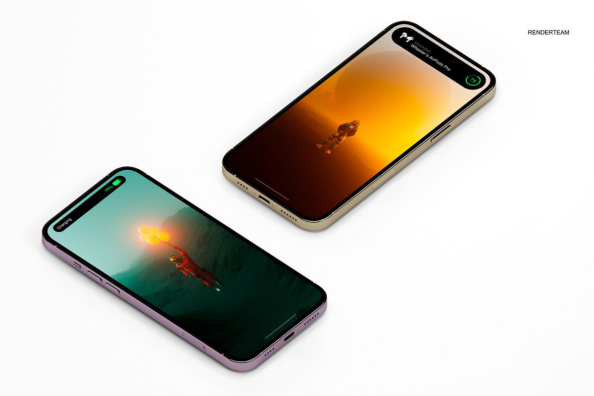 iPhone 14 Pro Mockup Set, an iPhone Mockup by Renderteam (Photo 4 of 7)