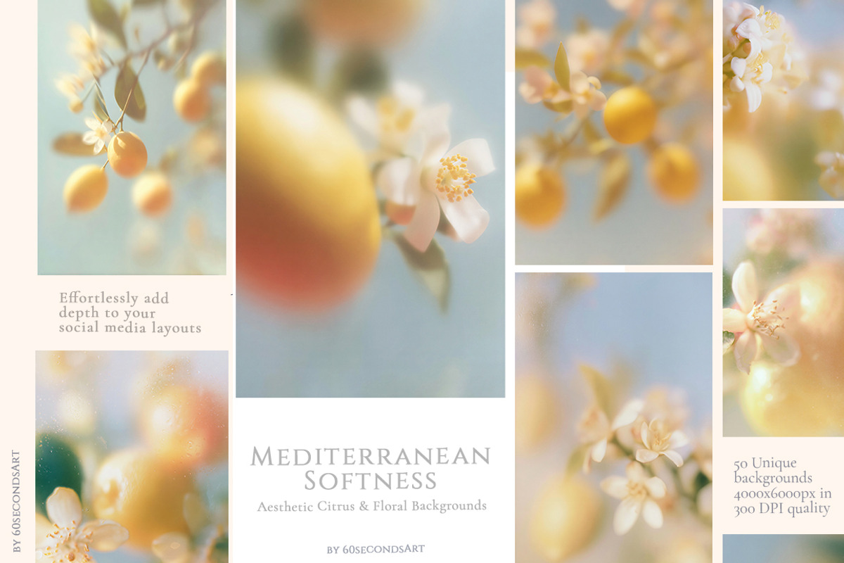 Mediterranean Blur lemon backgrounds, a Background Graphic by 60secondsArt (Photo 7 of 14)