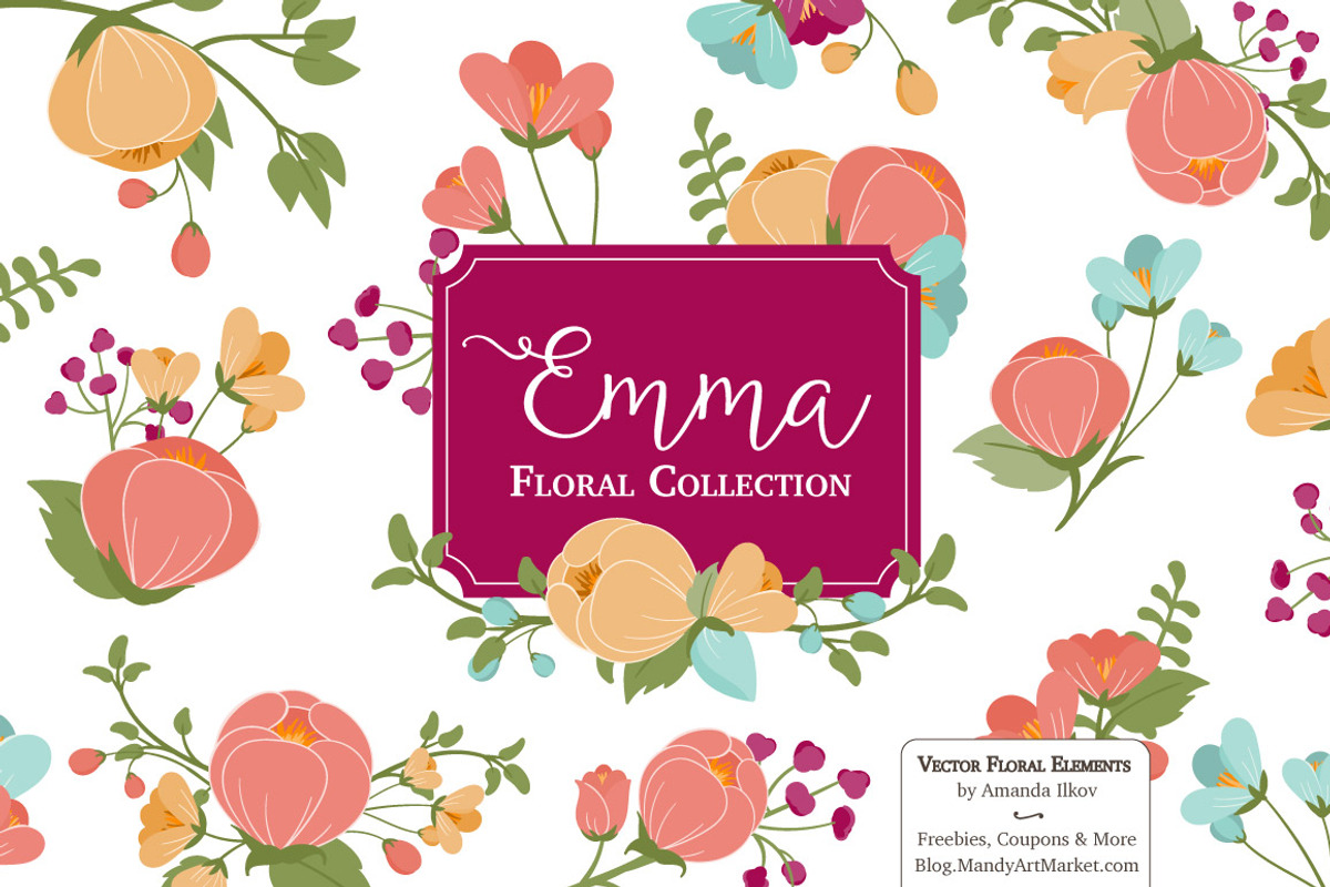 Bohemian Flowers Clipart & Vectors, an Illustration by Amanda Ilkov (Photo 1 of 3)