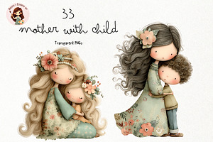 Mother With Child Watercolor PNG, a Person Illustration by Nicolle's Colorful Art