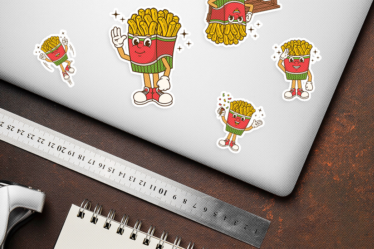 Groovy Fries Retro Illustration, a Food Illustration by Decoconio Design (Photo 6 of 7)