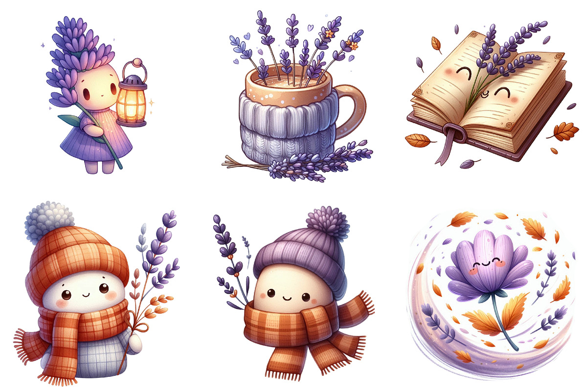 Watercolor Lavender Fall Clipart, an Illustration by Watercolor design (Photo 4 of 4)