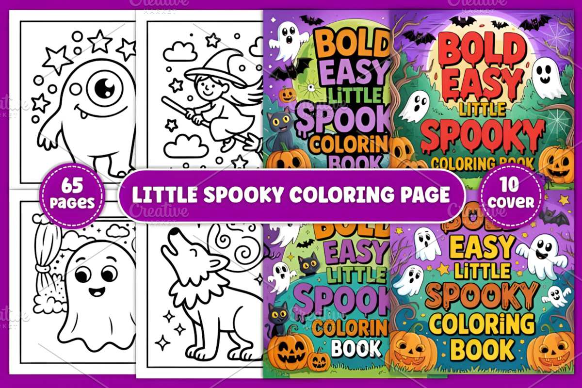 Bold Easy Little Spooky Coloring, a Seasonal Illustration by Coco Bloom (Photo 1 of 4)