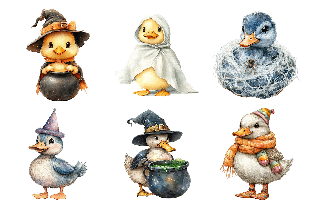 Watercolor Halloween Ducks Clipart, an Illustration by Daily.Designs (Photo 5 of 5)
