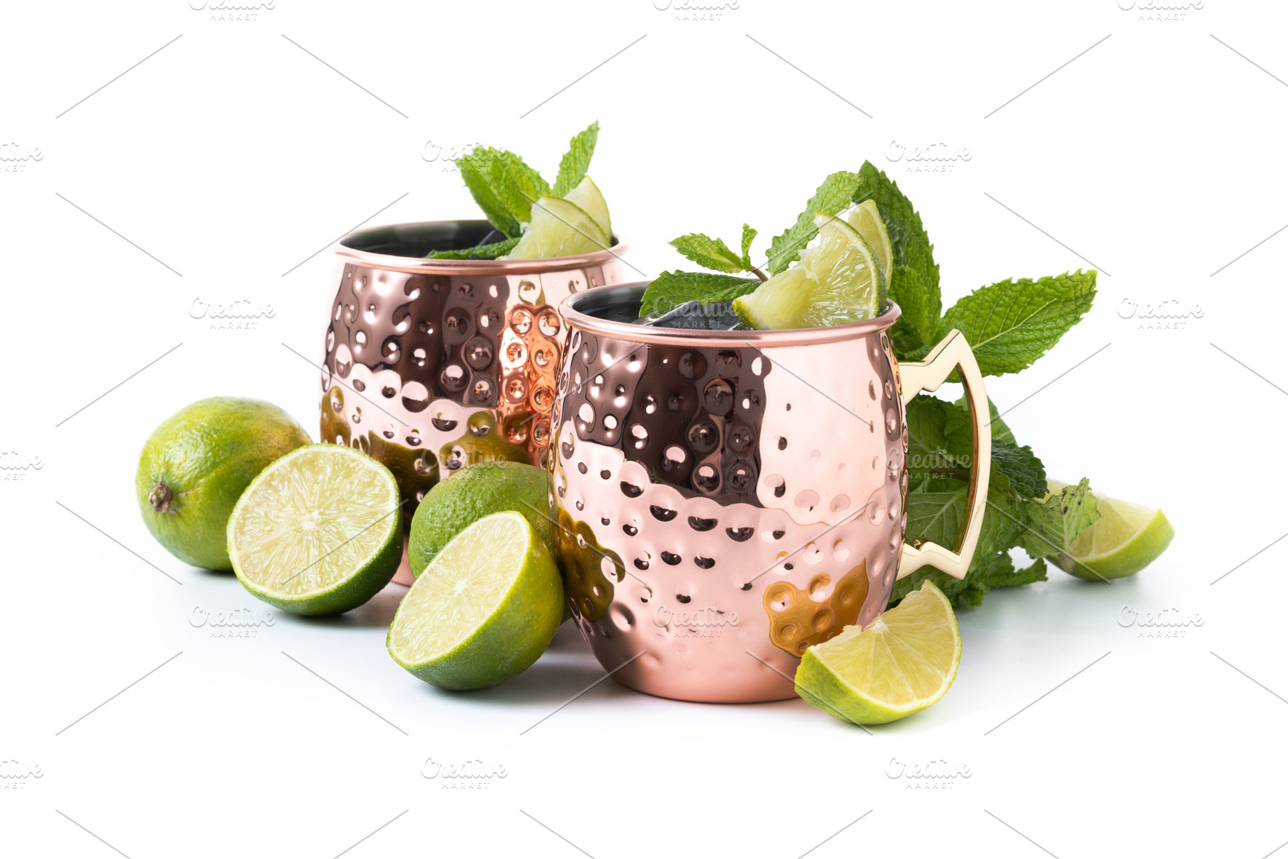Moscow mule cocktail served with ice and lime slice isolated on, a Food & Drink Photo by etorres69