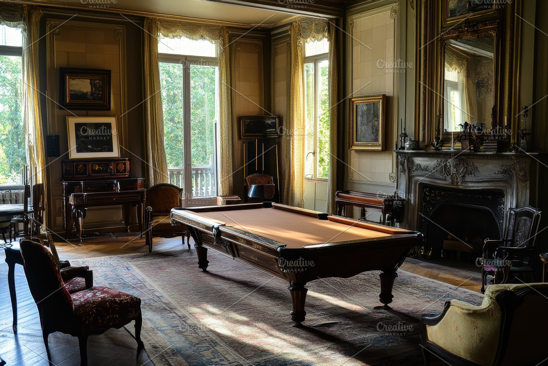 Billiard table with elegant, a Photo by Pavel_design