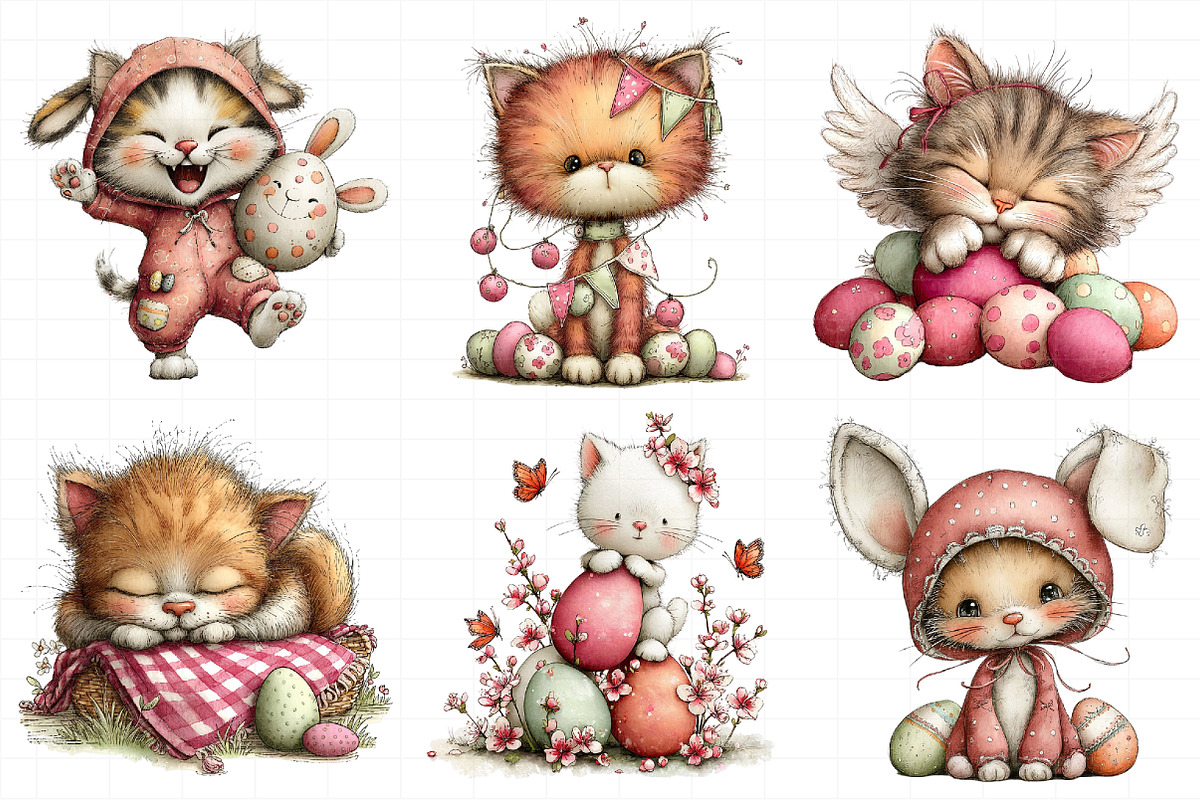 Whimsical Easter Cat Clipart, an Illustration by Daily.Designs (Photo 6 of 8)