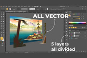 Summer mountain lake landscape, a Wallpaper Graphic by VectorVision (Thumbnail 3 of 11)