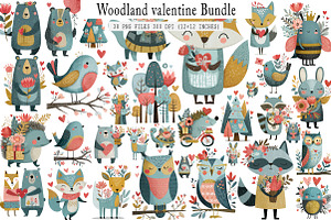 Woodland Valentine Clipart, an Illustration by SinaCreation