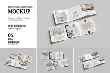 Tri-Fold Square Brochure Mockup