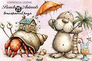 Beach Farm Animals PNG Clipart Set, an Illustration by SVGArt (Thumbnail 1 of 9)