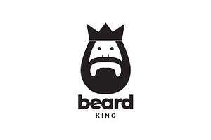 Cute Old Man Beard With Crown Logo