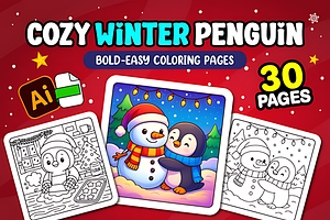 Winter Penguin Coloring Pages