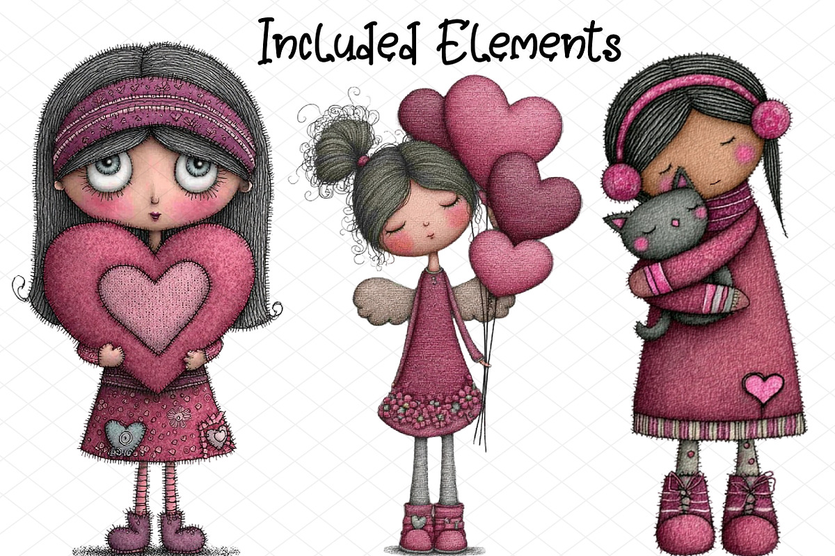 Whimsical Cupid Valentine Clipart, an Illustration by cherrydesign (Photo 2 of 4)