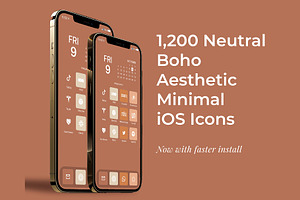 1,200 Neutral Boho iOS 14 App Icons