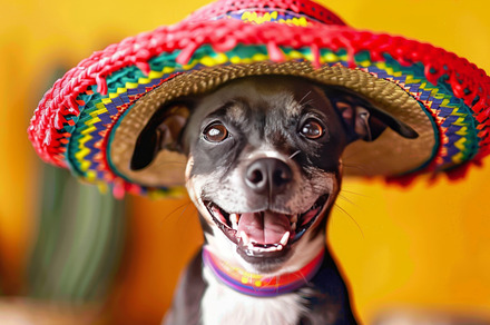 Cute Dogs in Colorful Sombreros, an Abstract Photo by Natalia Klenova's Shop