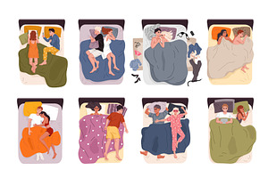 Couple in bed vector set, a Person Illustration by Buch&Bee