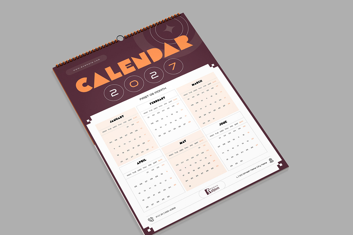 Modern Wall Calendar 2027 Template, a Stationery Template by NorthPeak (Photo 3 of 5)