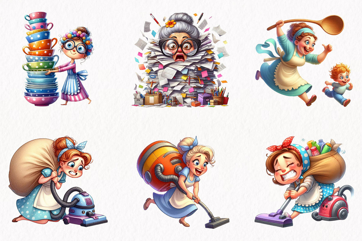 Quirky Chaotic Housewife Clipart, a Person Illustration by fashionaddict (Photo 2 of 7)