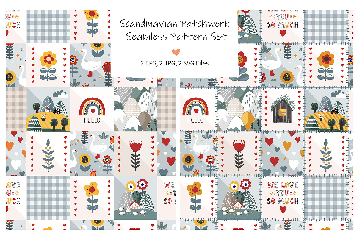 Scandinawian Patchwork Seamless, a Pattern Graphic by Toltemara (Photo 1 of 3)