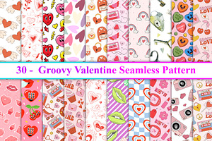 Groovy Valentine Seamless Pattern