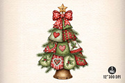 Retro Patchwork Christmas Tree Png, an Illustration by Dream Creation (Thumbnail 1 of 5)