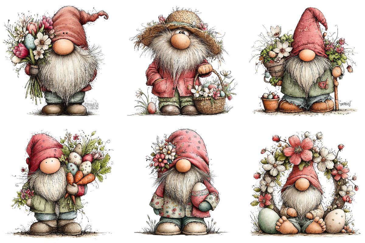 Whimsical Easter Gnome Clipart, an Illustration by Dream Creation (Photo 4 of 7)