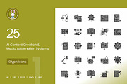 25 AI Content Creation Glyph Icons, a Solid Icon by IconBunny (Thumbnail 1 of 2)