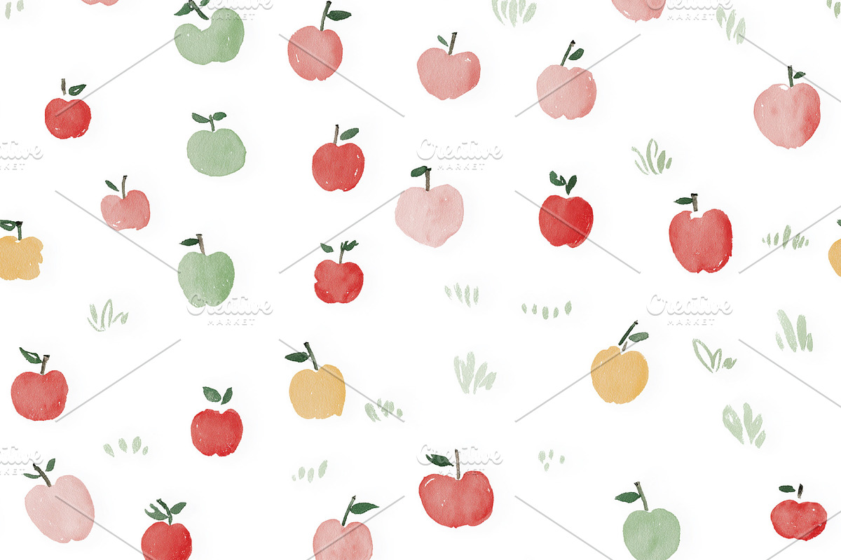 Seamless pattern, watercolor apples creating a seamless pattern,, a Pattern Graphic by Studio ANNA