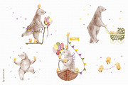 BEAR AND CHICKENS watercolor set, an Animal Illustration by erasovas (Thumbnail 4 of 15)