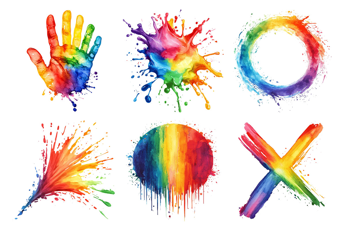 Rainbow Paint Splash Clipart, an Illustration by Daily.Designs (Photo 4 of 5)