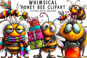 Whimsical Honey Bee Clipart, an Illustration by Libby Wishes (Thumbnail 1 of 6)