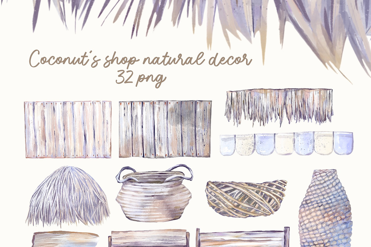 Coconut Beach Shop watercolor, a Food Illustration by Shabbypie (Photo 4 of 9)