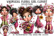 Whimsical Floral Girl Clipart, an Illustration by OK Design (Thumbnail 1 of 6)