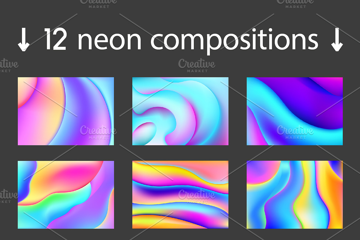 12 neon compositions + cards, a Texture Graphic by pixelwerk (Photo 2 of 3)