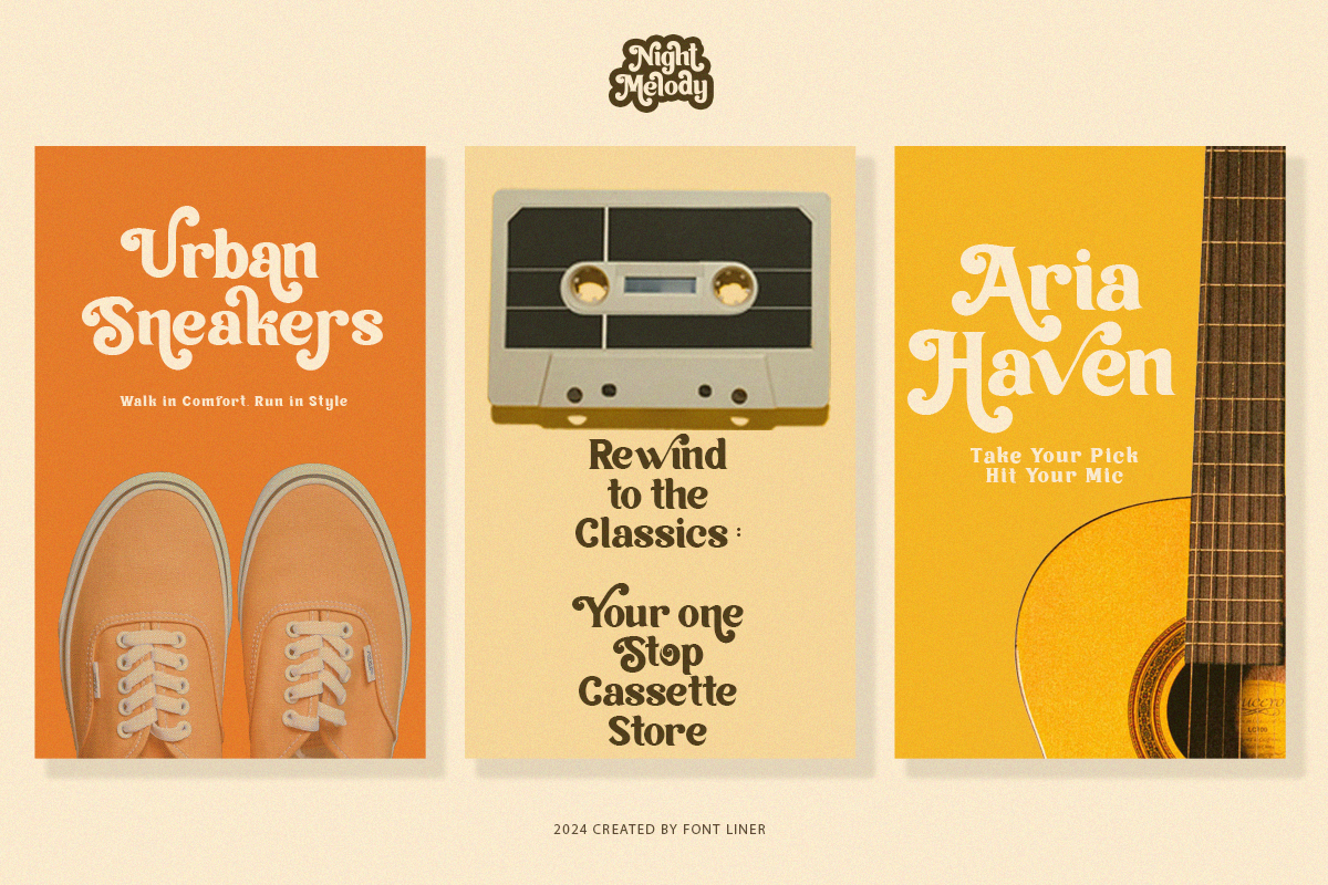 Night Melody - Stylish Retro Font, a Serif Font by Font Liner (Photo 2 of 12)