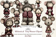 Whimsical  Tiny Mouse Clipart, an Illustration by DreamCafeArt (Thumbnail 1 of 3)