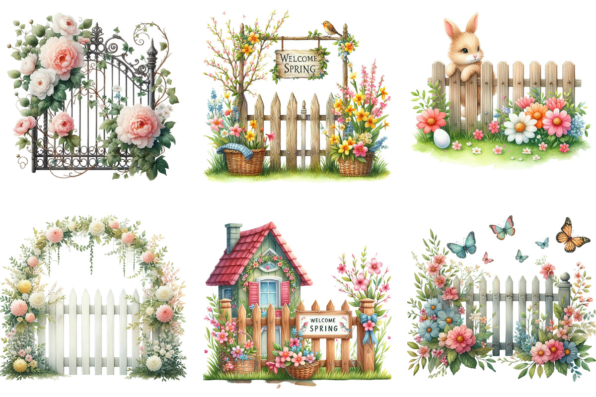 Spring Fences Clipart Bundle, an Illustration by DreamArtGraphic (Photo 4 of 4)