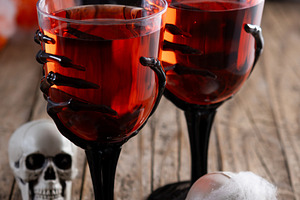 Halloween spooky red cocktail in skeleton hand glass, a Food & Drink Photo by etorres69